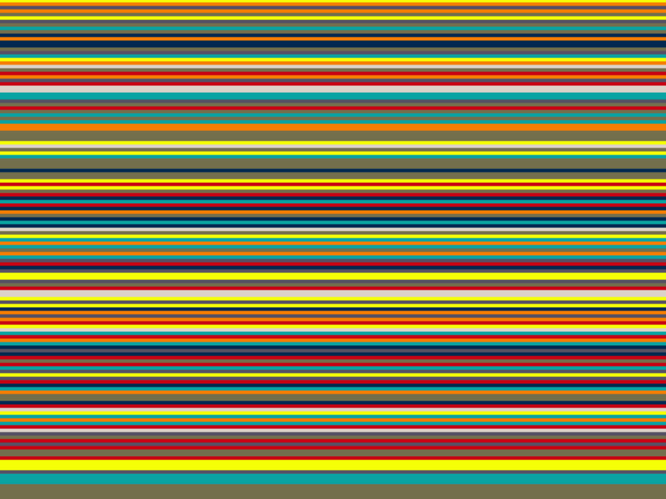 A series of very thin horizontal lines with random weights alternating colorful tones in a random manner, the colour palette is picked directly from the tissue typically seen on Paris metro seats.